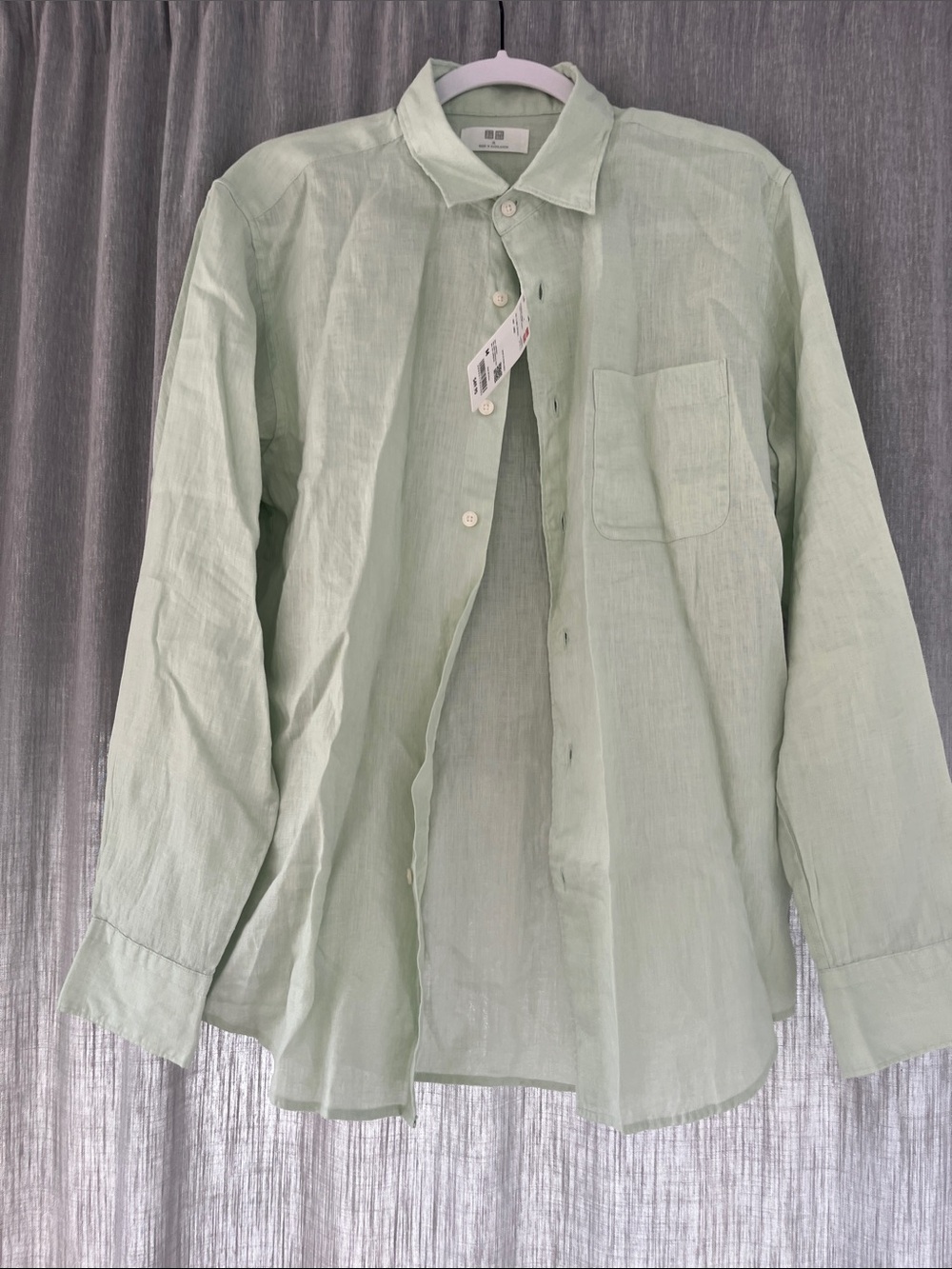 NWT Uniqlo Light Green Linen Shirt